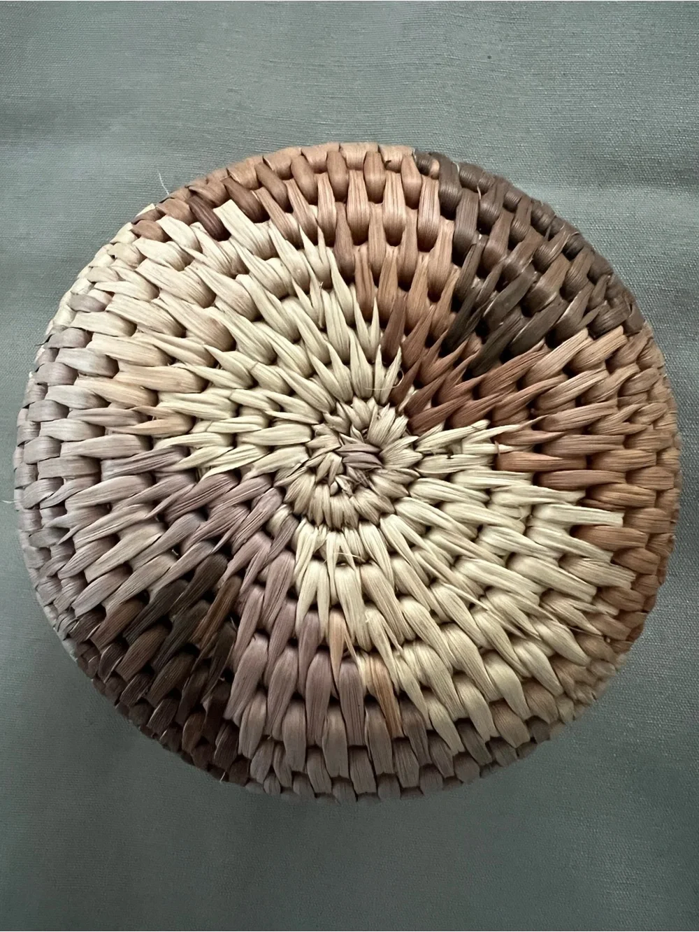 Handwoven Herb Basket with Knobbed Lid